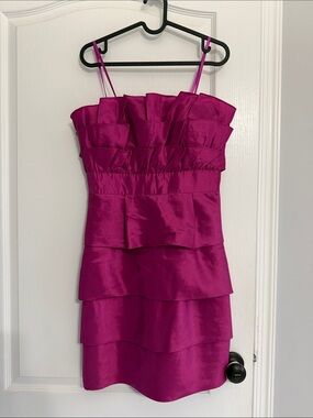 Max & Cleo Strapless Tiered Dress in Fuchsia